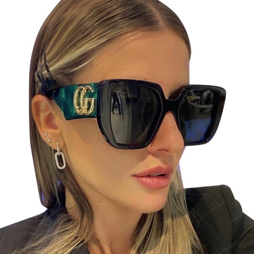 NWT Gucci GG0956S-003 Black Rectangle 54mm Sunglasses - Picture 3 of 9